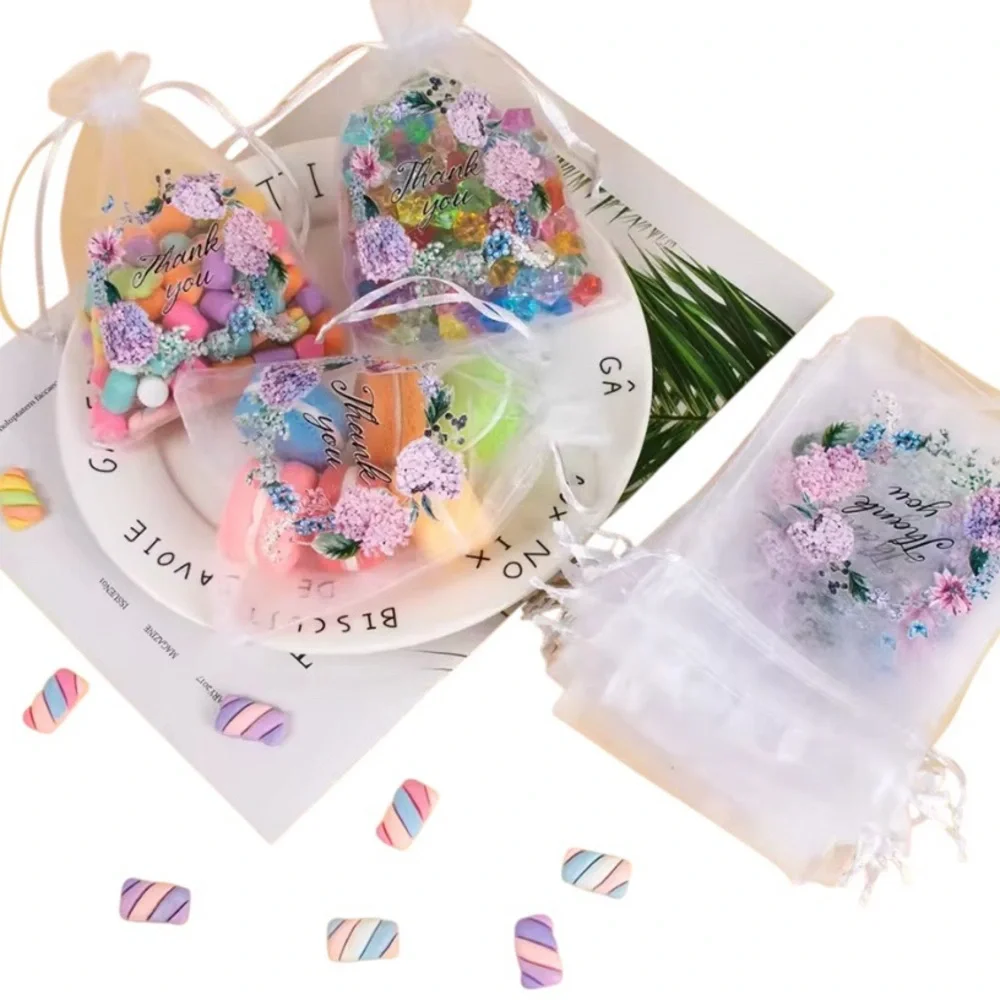 50 Floral Thank You Organza Gift Bags